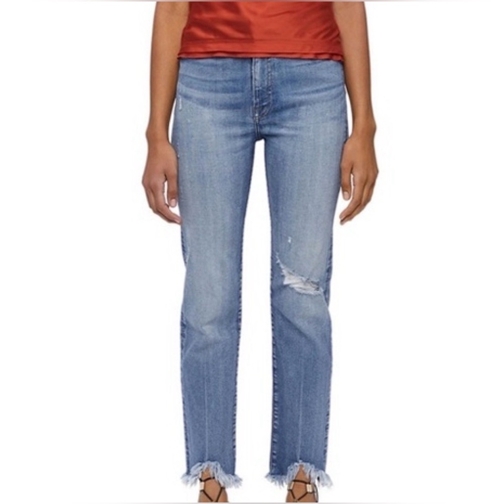 Jonathan Simkhai River High Rise Distressed Ankle Straight Jeans in Mayfair